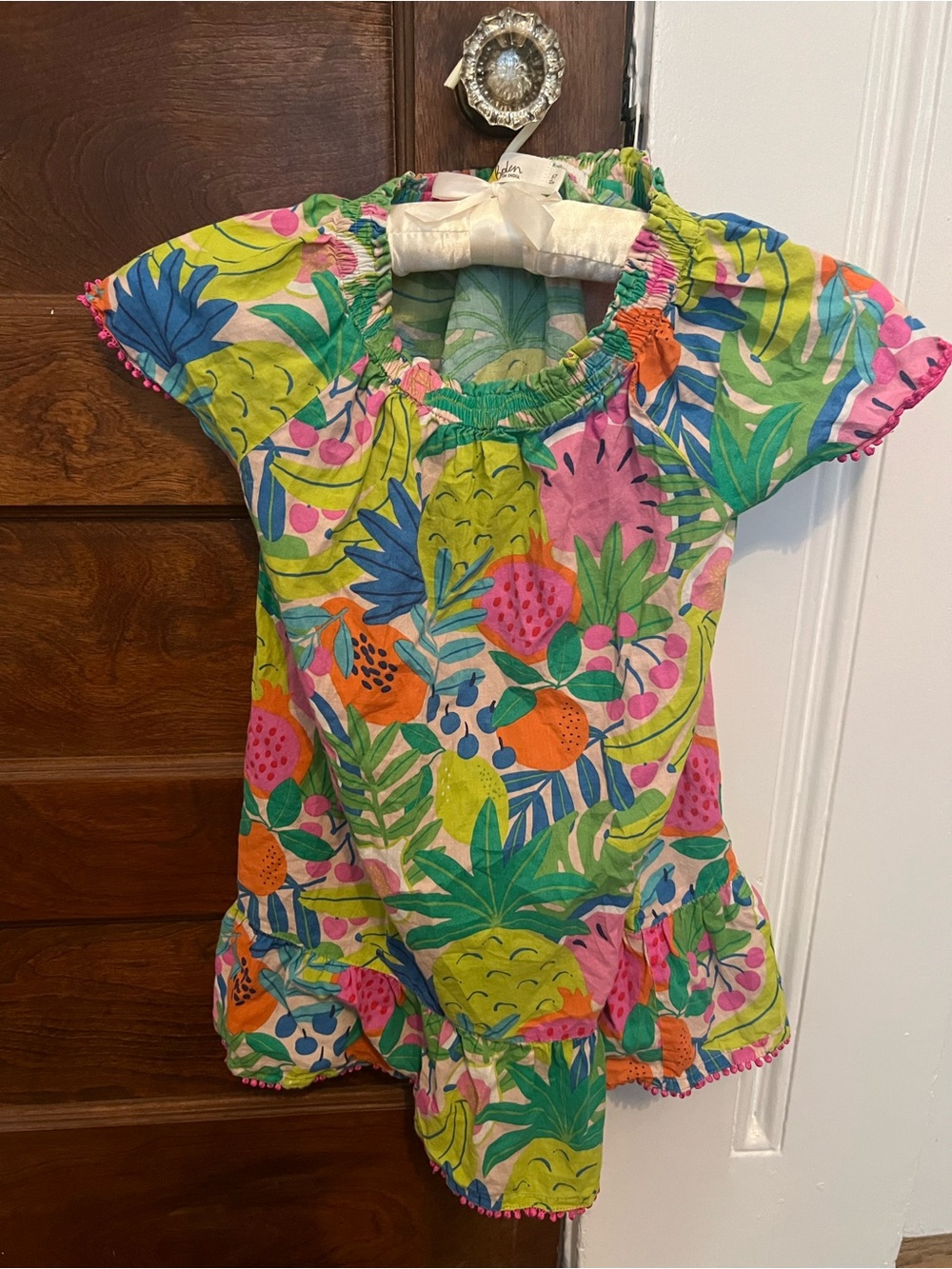 Tropical Fruit-Print Girls' dress- Multicolor